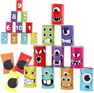 13 Pcs Carnival Bean Bag Toss, Knockdown Can Game Set, Holiday & Birthday Party Games, Outdoor Lawn Yard Activity for Kids Party Favors, Easter Egg Hunt for Classroom Gifts (Monster Style) 13 Pcs Carnival Bean Bag Toss, Knockdown Can Game Set, Holiday & Birthday Party Games, Outdoor Lawn Yard Activity for Kids Party Favors, Easter Egg Hunt for Classroom Gifts (Monster Style)