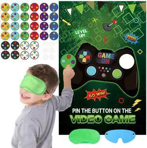 Pin the Button on the Video Games with 32PCS Stickers 20 X 28 Large Video Games Poster for Kids Wall Home Room Boys Birthday Party Decorations Supplies Pin the Button on the Video Games with 32PCS Stickers 20 X 28 Large Video Games Poster for Kids Wall Home Room Boys Birthday Party Decorations Supplies