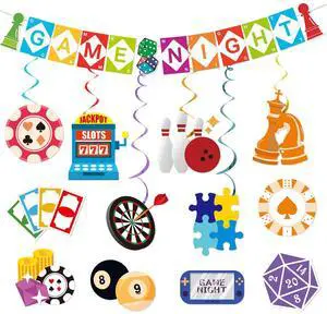 Game Night Decorations Funny Game Night Party Decorations with Chess Chess Card Game On Theme Banner Hanging Siwrls Ceiling Streamers Stickers for Kids Adults Family Games Night Party Game Night Decorations Funny Game Night Party Decorations with Chess Chess Card Game On Theme Banner Hanging Siwrls Ceiling Streamers Stickers for Kids Adults Family Games Night Party
