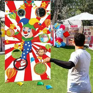 Carnival Toss Game Banner with 4 Bean Bags 6 Holes for Party, Indoor Outdoor Activities,Throwing Carnival Theme Party,Adults Birthday Carnival Toss Game Banner with 4 Bean Bags 6 Holes for Party, Indoor Outdoor Activities,Throwing Carnival Theme Party,Adults Birthday