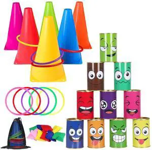 36 Pack Carnival Games Set, 4 in 1 Soft Plastic Cones Cornhole Bean Bags Ring Can Toss Carnival Games Combo for Kids Adults Carnival Birthday Party School Field Indoor Outdoor Games Supplies 36 Pack Carnival Games Set, 4 in 1 Soft Plastic Cones Cornhole Bean Bags Ring Can Toss Carnival Games Combo for Kids Adults Carnival Birthday Party School Field Indoor Outdoor Games Supplies