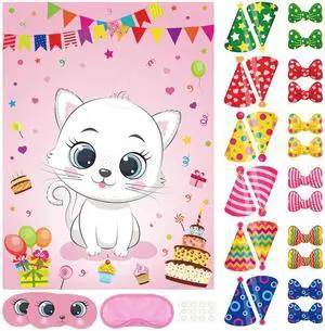 Cat Party Game for Kids Pin The Hat Bow Tie on The Cat Birthday Game Poster for Boy Girl Birthday Summer Party Favors Wall Decorations Classroom Activities Cat Party Game for Kids Pin The Hat Bow Tie on The Cat Birthday Game Poster for Boy Girl Birthday Summer Party Favors Wall Decorations Classroom Activities