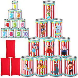 13 Pcs Carnival Can Game Bean Bag Toss Carnival Games with 10 Tin Cans and 3 Bean Bag for Easter Outdoor Family Party Birthday Indoors Outdoors Activities(Vivid Style) 13 Pcs Carnival Can Game Bean Bag Toss Carnival Games with 10 Tin Cans and 3 Bean Bag for Easter Outdoor Family Party Birthday Indoors Outdoors Activities(Vivid Style)