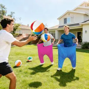 18 PCS Granny Pants Yard Game Set, Oversized Blue & Pink Pants with 12 Bouncy Balls, 2 Pumps & 2 Flags, Outdoor Tossing Games for Adults Family Birthday Backyard Party Team-Building Gatherings 18 PCS Granny Pants Yard Game Set, Oversized Blue & Pink Pants with 12 Bouncy Balls, 2 Pumps & 2 Flags, Outdoor Tossing Games for Adults Family Birthday Backyard Party Team-Building Gatherings