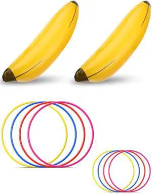 10 Pcs Bachelorette Party Game Banana Ring Toss Game Kit, Include 2 Pieces Banana with 8 Pieces Plastic Toss Rings for Swimming Pool Decorations 10 Pcs Bachelorette Party Game Banana Ring Toss Game Kit, Include 2 Pieces Banana with 8 Pieces Plastic Toss Rings for Swimming Pool Decorations