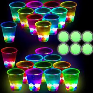 Glowing Party Beer Pong Game for Indoor Outdoor Party Event Fun, Pack with Flashing Color Bright Glow-in-The-Dark Colors for House Parties Birthdays Concerts Weddings BBQ Beach Holidays Glowing Party Beer Pong Game for Indoor Outdoor Party Event Fun, Pack with Flashing Color Bright Glow-in-The-Dark Colors for House Parties Birthdays Concerts Weddings BBQ Beach Holidays