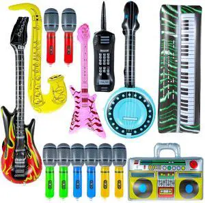 15 Pcs Inflatable Instruments Rock Star Toy Set Photo Booth Props Inflatable Guitar Saxophone Bass Lute Piano Recorder Phone Microphone for 80s 90s Themed Party Carnival Party Favors 15 Pcs Inflatable Instruments Rock Star Toy Set Photo Booth Props Inflatable Guitar Saxophone Bass Lute Piano Recorder Phone Microphone for 80s 90s Themed Party Carnival Party Favors