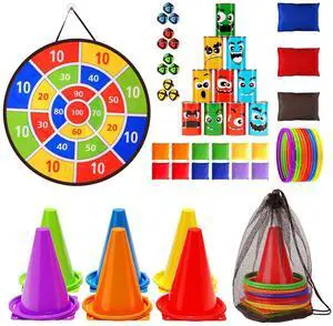 58PCS Carnival Games Combo Set, Dart Board Knock Down Can Bean Bag Toss Game Party Indoor Outdoor Birthday Party Fall Festival Field Day for Kids Adults Yard Plastic Cones Outside Games 58PCS Carnival Games Combo Set, Dart Board Knock Down Can Bean Bag Toss Game Party Indoor Outdoor Birthday Party Fall Festival Field Day for Kids Adults Yard Plastic Cones Outside Games