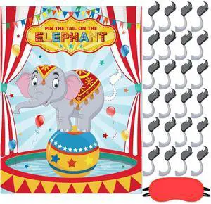 Carnival Circus Party Games Pin The Stickers on The Large Poster with 24 Pcs Stickers Blindfold Carnival Pin Game Set for Circus Birthday Party Decorations Activities Supplies(Elephant) Carnival Circus Party Games Pin The Stickers on The Large Poster with 24 Pcs Stickers Blindfold Carnival Pin Game Set for Circus Birthday Party Decorations Activities Supplies(Elephant)