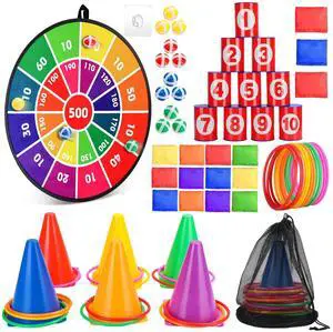 3 Sets Carnival Games Combo Set, Dart Board with Balls Plastic Cones Ring Bean Bags Toss Game for Boys Girls Adults Family Birthday Yard Indoor Outdoor(Classic Style) 3 Sets Carnival Games Combo Set, Dart Board with Balls Plastic Cones Ring Bean Bags Toss Game for Boys Girls Adults Family Birthday Yard Indoor Outdoor(Classic Style)