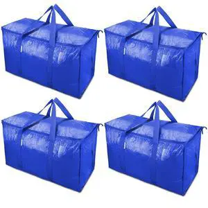 4 Pack Extra Large Moving Bags Heavy Duty with Zippers & Carrying Handles, Durable Storage Bags Moving Boxes for Closet Organizers and Storage (4 Pack, Blue) 4 Pack Extra Large Moving Bags Heavy Duty with Zippers & Carrying Handles, Durable Storage Bags Moving Boxes for Closet Organizers and Storage (4 Pack, Blue)