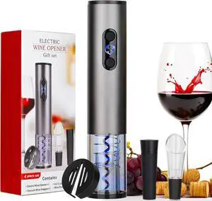 Electric Wine Opener Set for Red Wine, Rechargeable Automatic Wine Corkscrew Bottle Opener with Foil Cutter, Vacuum Stopper, Wine Pour for Wedding Party Home Gifts Electric Wine Opener Set for Red Wine, Rechargeable Automatic Wine Corkscrew Bottle Opener with Foil Cutter, Vacuum Stopper, Wine Pour for Wedding Party Home Gifts