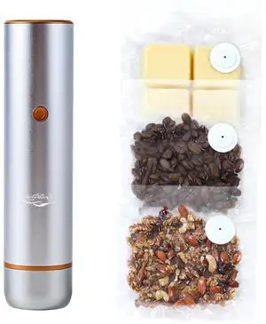Vacuum Sealer Machine with Strong Suction Digital Display Aluminum Alloy Body Double Battery Capacity 30 Bags Included for Food Storage Sous Vide Silver Vacuum Sealer Machine with Strong Suction Digital Display Aluminum Alloy Body Double Battery Capacity 30 Bags Included for Food Storage Sous Vide Silver