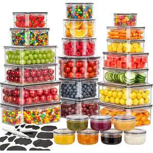 52 Pcs Food Storage Containers with Lids Airtight (26 Containers & 26 Lids) - Leakproof Meal-Prep Container for Kitchen Storage and Organization, Stackable Plastic Food Containers with Labels & Pen 52 Pcs Food Storage Containers with Lids Airtight (26 Containers & 26 Lids) - Leakproof Meal-Prep Container for Kitchen Storage and Organization, Stackable Plastic Food Containers with Labels & Pen