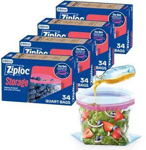 Quart Food Storage Bags, Stand-Up Bottom, Easy to Fill, 136 Count Quart Food Storage Bags, Stand-Up Bottom, Easy to Fill, 136 Count