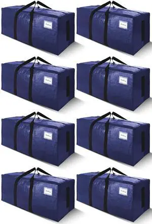 8 Pack 200LB Heavy-Duty Moving Bags with Wrap-Around Handles, Extra Large Storage Totes for Space Saving, Clothes Storage Bags, College Dorm Essentials, Blue, 24 Gal 8 Pack 200LB Heavy-Duty Moving Bags with Wrap-Around Handles, Extra Large Storage Totes for Space Saving, Clothes Storage Bags, College Dorm Essentials, Blue, 24 Gal