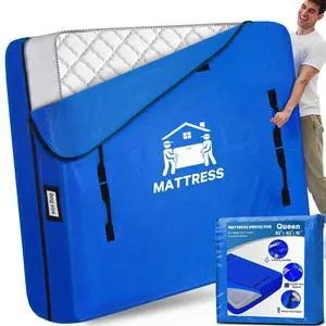 Mattress Bags for Moving, BETU Mattress Protector Water-Resistant Mattress Cover Queen Size Storage Bags with 8 Durable Handles and Zipper for Bed Extra Thick Large Reusable (82"x62"x15" Blue) Mattress Bags for Moving, BETU Mattress Protector Water-Resistant Mattress Cover Queen Size Storage Bags with 8 Durable Handles and Zipper for Bed Extra Thick Large Reusable (82"x62"x15" Blue)