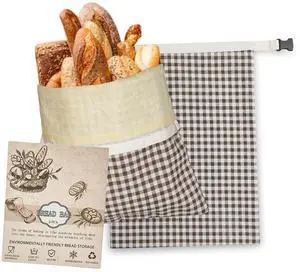 Beeswax Bread Bags, Reusable Cotton Linen Storage Bags for Sourdough, Extra Large, 2 Pack (B Style) Beeswax Bread Bags, Reusable Cotton Linen Storage Bags for Sourdough, Extra Large, 2 Pack (B Style)