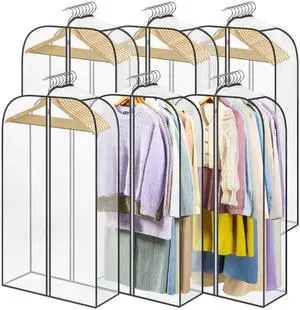 6 Pack Clear Garment Bags for Hanging Clothes with Zippers on Double Sides - 10'' Clothes Storage for Coat, Dress, and Fur in Closet - 40'' Long Suit Bags 6 Pack Clear Garment Bags for Hanging Clothes with Zippers on Double Sides - 10'' Clothes Storage for Coat, Dress, and Fur in Closet - 40'' Long Suit Bags