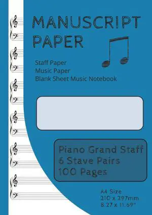 Paper | Staff Paper | Music Paper | Blank Sheet Music Notebook | 100 Pages | Piano Grand Staff | 6 Stave Pairs: A4 Size (8.27" x 11.69" or 210mm x 297mm) (Savage Manuscript/Staff Books) Paper | Staff Paper | Music Paper | Blank Sheet Music Notebook | 100 Pages | Piano Grand Staff | 6 Stave Pairs: A4 Size (8.27" x 11.69" or 210mm x 297mm) (Savage Manuscript/Staff Books)