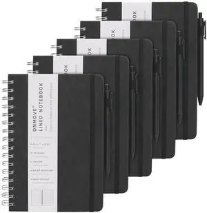 Spiral Notebooks Journal for Women Men 5 Pack Bulk Leather Hardcover with Pen Holder A5 160 Pages 100 GSM Thick Paper for Work School (Black) Spiral Notebooks Journal for Women Men 5 Pack Bulk Leather Hardcover with Pen Holder A5 160 Pages 100 GSM Thick Paper for Work School (Black)