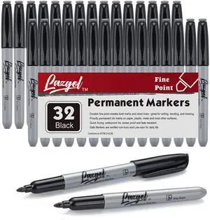 Permanent Markers Bulk, 32 Pack Black Permanent Marker Set, Fine Tip, Waterproof Markers, Premium Smear Proof Pens, Waterproof, Quick Drying, Office Supplies for School, Office, Home Permanent Markers Bulk, 32 Pack Black Permanent Marker Set, Fine Tip, Waterproof Markers, Premium Smear Proof Pens, Waterproof, Quick Drying, Office Supplies for School, Office, Home