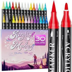 30 Colors Dual Tip Acrylic Paint Markers,Fine Tip and Brush Tip Permanent Acrylic Paint Pens For Rock Painting, Canvas, Wood, Glass, Ceramic, Fabric, Plastic, Egg, Scrapbook,Art Painting Supplies Kit 30 Colors Dual Tip Acrylic Paint Markers,Fine Tip and Brush Tip Permanent Acrylic Paint Pens For Rock Painting, Canvas, Wood, Glass, Ceramic, Fabric, Plastic, Egg, Scrapbook,Art Painting Supplies Kit
