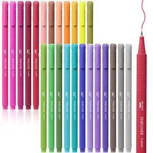 Colored Fineliner Pens, 24 Pack, 0.4mm Tip Colored Fineliner Pens, 24 Pack, 0.4mm Tip