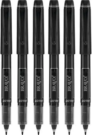 6 PENS Pilot Bravo Liquid Ink Marker Pen, Bold Point, Black (PIL11034) 6 PENS Pilot Bravo Liquid Ink Marker Pen, Bold Point, Black (PIL11034)
