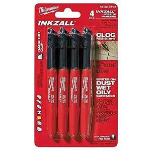 48-22-3104 Inkzall Point Marker, Fine, Black, 4-Pack 48-22-3104 Inkzall Point Marker, Fine, Black, 4-Pack
