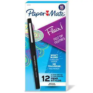 Flair Felt Tip Pens, Medium Point (0.7mm), Black, 12 Count - Teacher Supplies, Journaling, Note-Taking, Writing Flair Felt Tip Pens, Medium Point (0.7mm), Black, 12 Count - Teacher Supplies, Journaling, Note-Taking, Writing