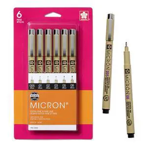 Pigma Micron Fineliner Pens - Archival Black Ink Pens - Pens for Writing, Drawing, or Journaling - Assorted Point Sizes - 6 Pack Pigma Micron Fineliner Pens - Archival Black Ink Pens - Pens for Writing, Drawing, or Journaling - Assorted Point Sizes - 6 Pack
