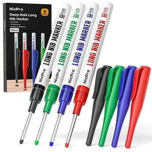 4 PCS Long Nib Marker Pens, 30mm Deep Hole Marker, Quick Dry & Waterproof Construction Markers, Long Head Markers for Metal, Steel, Tile, Glass, Carpenter Marking Pen for Woodworking (Colorful) 4 PCS Long Nib Marker Pens, 30mm Deep Hole Marker, Quick Dry & Waterproof Construction Markers, Long Head Markers for Metal, Steel, Tile, Glass, Carpenter Marking Pen for Woodworking (Colorful)