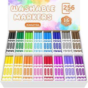 Washable Markers Bulk, Assorted Colors - Broad Line Conical Tip Coloring Markers for Kids, School Art Supplies & Back to School Supplies, Teacher Classroom Must Haves (16 Colors, 256 Pcs) Washable Markers Bulk, Assorted Colors - Broad Line Conical Tip Coloring Markers for Kids, School Art Supplies & Back to School Supplies, Teacher Classroom Must Haves (16 Colors, 256 Pcs)