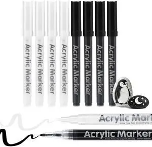 8 Pack Acrylic Paint Markers, Black and White Pens 8 Pack Acrylic Paint Markers, Black and White Pens