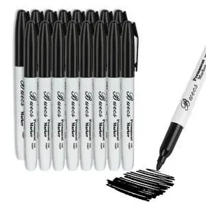 Permanent Markers, 128 Count Black Permanent Markers, Fine Point, Waterproof & Smear Proof Markers, Quick Drying, Office Supplies for School, Office, Home Permanent Markers, 128 Count Black Permanent Markers, Fine Point, Waterproof & Smear Proof Markers, Quick Drying, Office Supplies for School, Office, Home