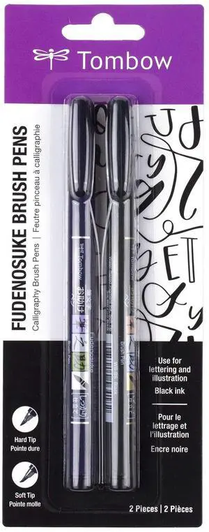62038 Fudenosuke Brush Pen, 2-Pack. Soft and Hard Tip Fudenosuke Brush Pens for Calligraphy and Art Drawings 62038 Fudenosuke Brush Pen, 2-Pack. Soft and Hard Tip Fudenosuke Brush Pens for Calligraphy and Art Drawings