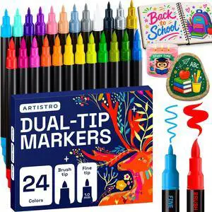 24 Acrylic Paint Markers - Paint Pens for Drawing - For Fabric, Rock, Glass, Wood, Molds - Arts & Crafts Gift for Adults, Teens, Kids, Classroom Must Haves & School Supplies 24 Acrylic Paint Markers - Paint Pens for Drawing - For Fabric, Rock, Glass, Wood, Molds - Arts & Crafts Gift for Adults, Teens, Kids, Classroom Must Haves & School Supplies