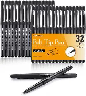 Black Felt Tip Pens, 32 Black 0.7mm Medium Point Felt Tip Markers Pen for Journaling, Note Taking, Planner, Writing,Drawing.Perfect for Art Office and School Supplies Black Felt Tip Pens, 32 Black 0.7mm Medium Point Felt Tip Markers Pen for Journaling, Note Taking, Planner, Writing,Drawing.Perfect for Art Office and School Supplies