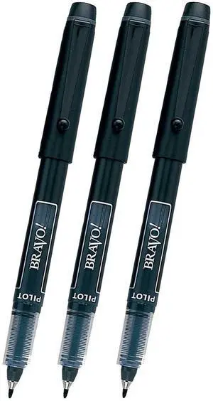 3 PENS Pilot Bravo Liquid Ink Marker Pen, Bold Point, Black (PIL11034) 3 PENS Pilot Bravo Liquid Ink Marker Pen, Bold Point, Black (PIL11034)