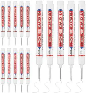 15 Pcs Long Nib Marker, 20 mm Long Head Deep Hole Marker Pens, Fine Nose Tip Deep Reach Permanent Paint Markers for Metal, Marking Pen for Drilling, Carpenter, Woodworking, Construction (White) 15 Pcs Long Nib Marker, 20 mm Long Head Deep Hole Marker Pens, Fine Nose Tip Deep Reach Permanent Paint Markers for Metal, Marking Pen for Drilling, Carpenter, Woodworking, Construction (White)