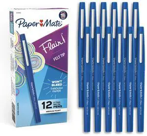 Flair Felt Tip Pens, Medium Point (0.7mm), Blue, 12 Count - Teacher Supplies, Arts & Crafts, Back to School Flair Felt Tip Pens, Medium Point (0.7mm), Blue, 12 Count - Teacher Supplies, Arts & Crafts, Back to School