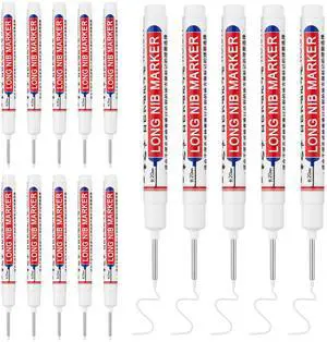 15 PCS Long Head Deep Hole Marker Pens,20mm Long Nib Marker,Longs Nose Markers,Waterproof Construction Markers Marking Tool,Permanent Markers Carpenter Ink marker Pens,Metal marking Pens,White 15 PCS Long Head Deep Hole Marker Pens,20mm Long Nib Marker,Longs Nose Markers,Waterproof Construction Markers Marking Tool,Permanent Markers Carpenter Ink marker Pens,Metal marking Pens,White