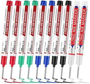 10 Pack Long Nib Marker, 20mm Long Head Deep Hole Markers Waterproof Construction Markers Deep Reach Pen for Carpenter Woodworking Metal 10 Pack Long Nib Marker, 20mm Long Head Deep Hole Markers Waterproof Construction Markers Deep Reach Pen for Carpenter Woodworking Metal