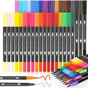 36 Dual Tip Brush Markers, Water-Based Art Pens, Adult Coloring 36 Dual Tip Brush Markers, Water-Based Art Pens, Adult Coloring