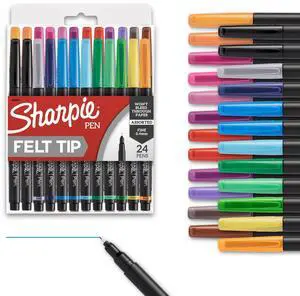 Felt Tip Pens, Fine Point (0.4mm), Assorted Colors, 24 Count - Perfect for Journaling, Drawing, Arts & Crafts Felt Tip Pens, Fine Point (0.4mm), Assorted Colors, 24 Count - Perfect for Journaling, Drawing, Arts & Crafts