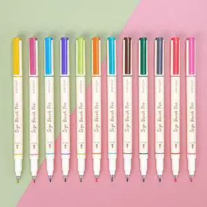 Brush Tip Marker Pens: Artist Markers Flexible Tip Water Based 12ct Assorted Colors for Journaling Adult Coloring Hand Lettering Calligraphy Drawing Vibrant Colored Brush Tip Marker Pens: Artist Markers Flexible Tip Water Based 12ct Assorted Colors for Journaling Adult Coloring Hand Lettering Calligraphy Drawing Vibrant Colored