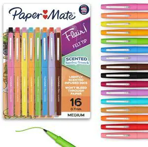 Flair Sunday Brunch Scented Felt Tip Pens, Medium Point (0.7mm), 16 Count - For Journaling, Writing, Note-Taking, Fun Teacher Supplies Flair Sunday Brunch Scented Felt Tip Pens, Medium Point (0.7mm), 16 Count - For Journaling, Writing, Note-Taking, Fun Teacher Supplies