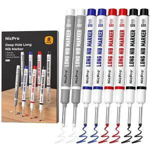 8 PCS Long Nib Marker Pens, 20mm Deep Hole Marker, Quick Dry & Waterproof Construction Markers, Long Head Markers for Metal, Steel, Tile, Glass, Carpenter Marking Pen for Woodworking (4 Colors) 8 PCS Long Nib Marker Pens, 20mm Deep Hole Marker, Quick Dry & Waterproof Construction Markers, Long Head Markers for Metal, Steel, Tile, Glass, Carpenter Marking Pen for Woodworking (4 Colors)