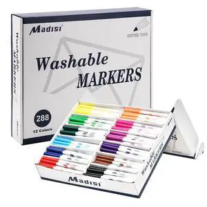 Washable Markers, Super Tips Markers, Assorted Colors, Classroom Bulk Pack, 288 Count Washable Markers, Super Tips Markers, Assorted Colors, Classroom Bulk Pack, 288 Count